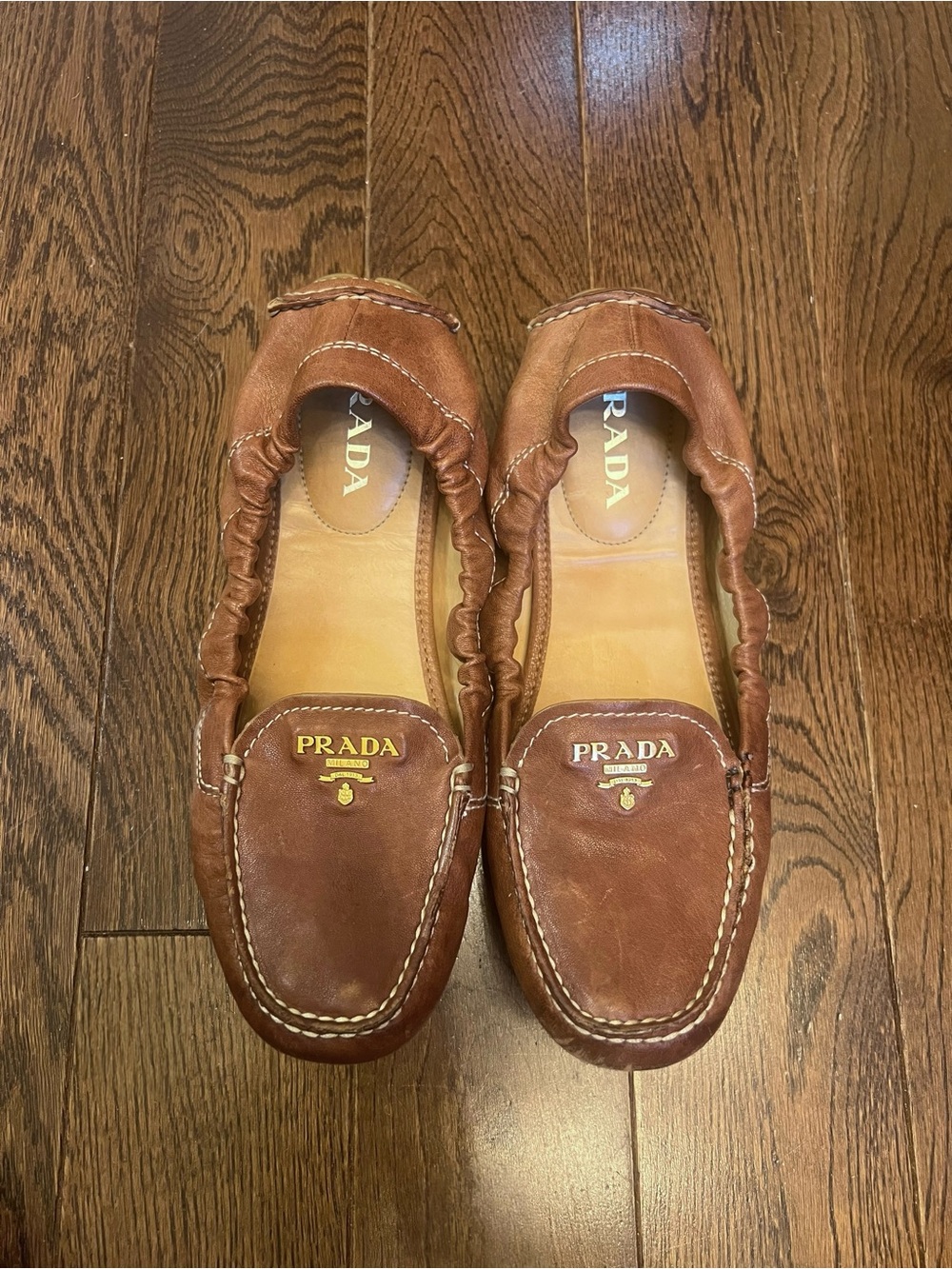 Prada Tan Leather Loafers Women’s Size 6.5